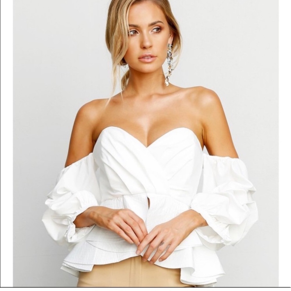 Luxe White Off-Shoulder Peplum Ruffle Top
